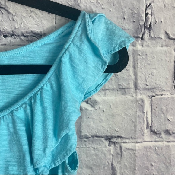 Lilly Pulitzer Wynne 100% Pima Cotton Off Shoulder Ruffle Top Blue Small - Picture 7 of 16